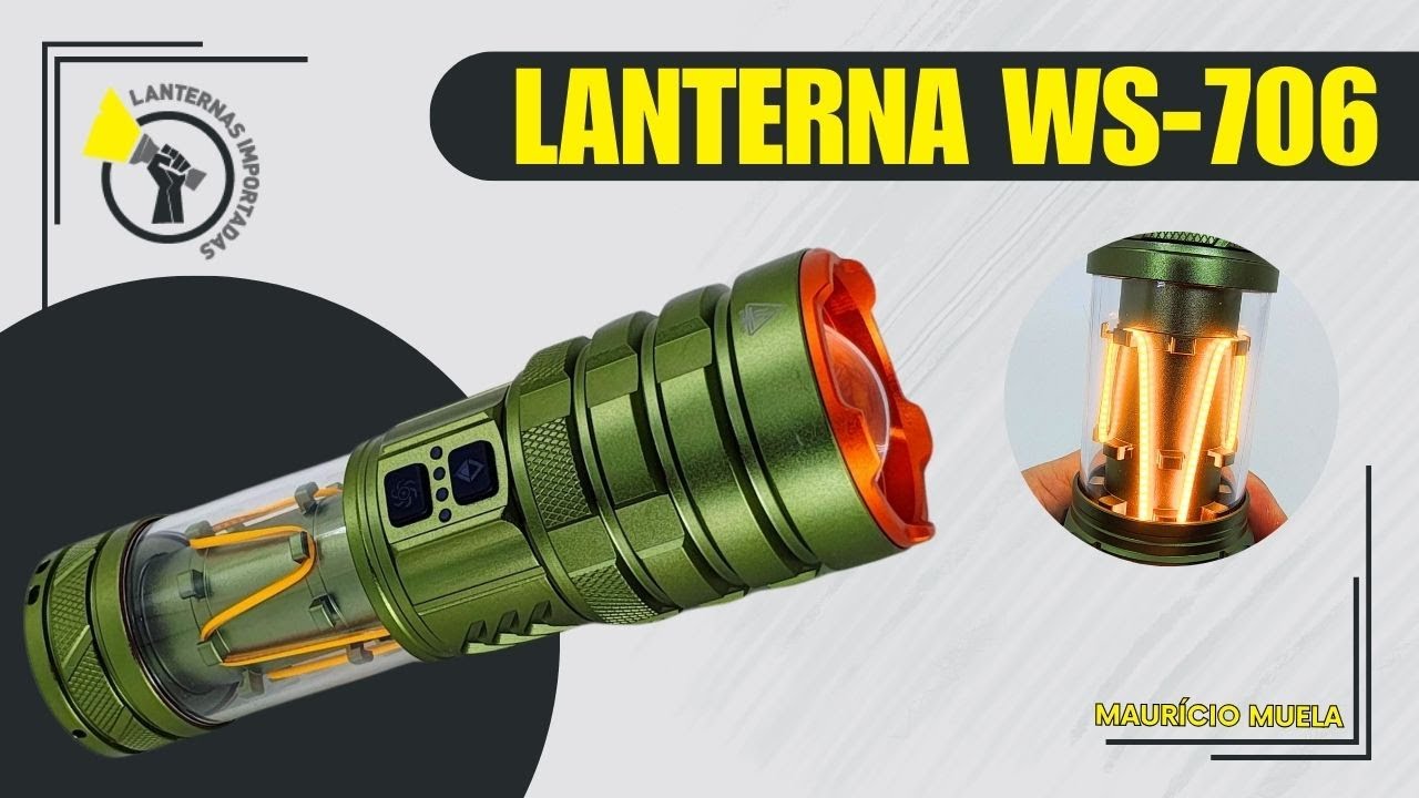 Lanterna Tática JWS | WS-706 | 2 em 1 Função Lampião | USB-C | 1x Bat. 26650 #JWS #lanternatatica