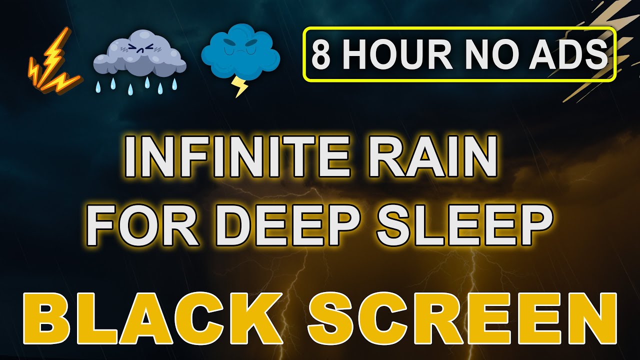 Heavy Rain & Thunder Sounds for Sleep & Focus | Black Screen | Infinite Rain for Deep Sleep