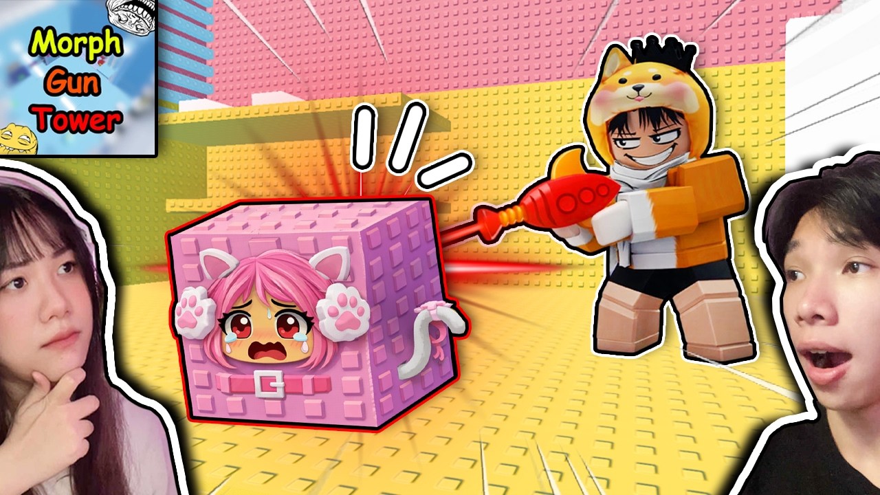 Leo Tháp Súng Biến Hình Troll Người Yêu Siêu Hài Hước 🤫 Ngáo Và Kemy Morph Gun Tower Roblox 🤣