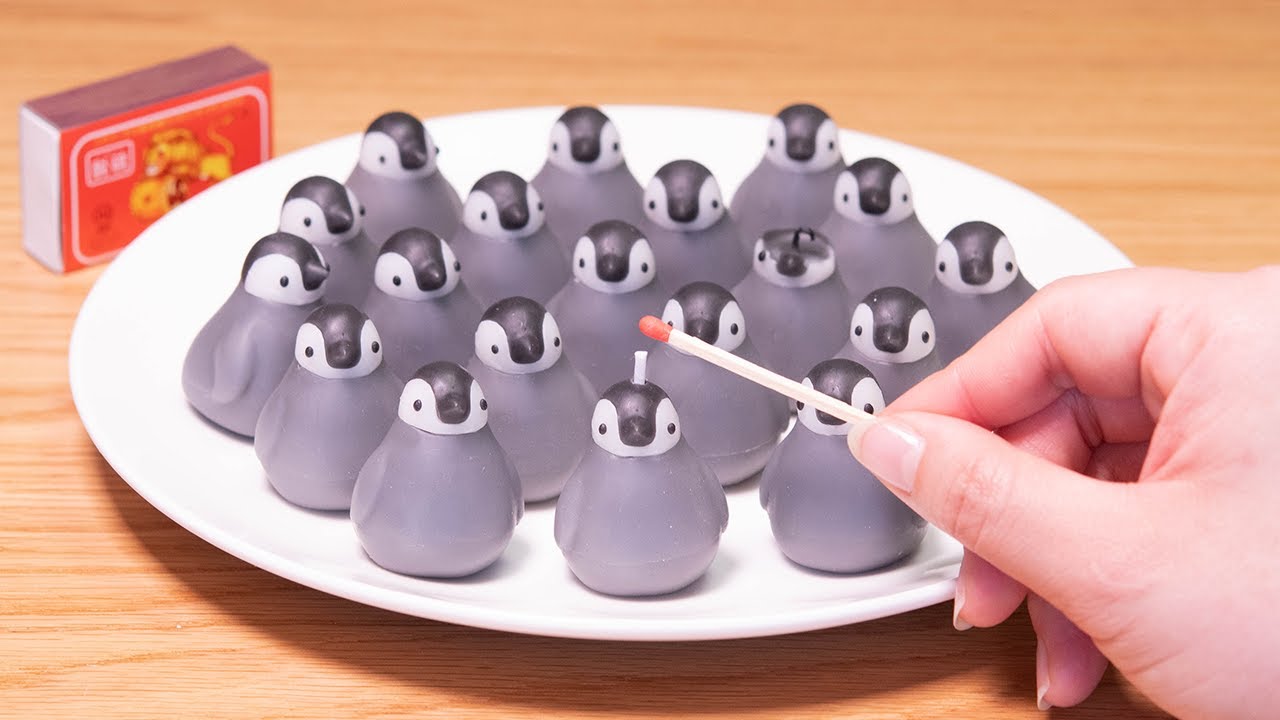 コウテイペンギンの赤ちゃんキャンドル作り。 diy craft Emperor penguin baby candle