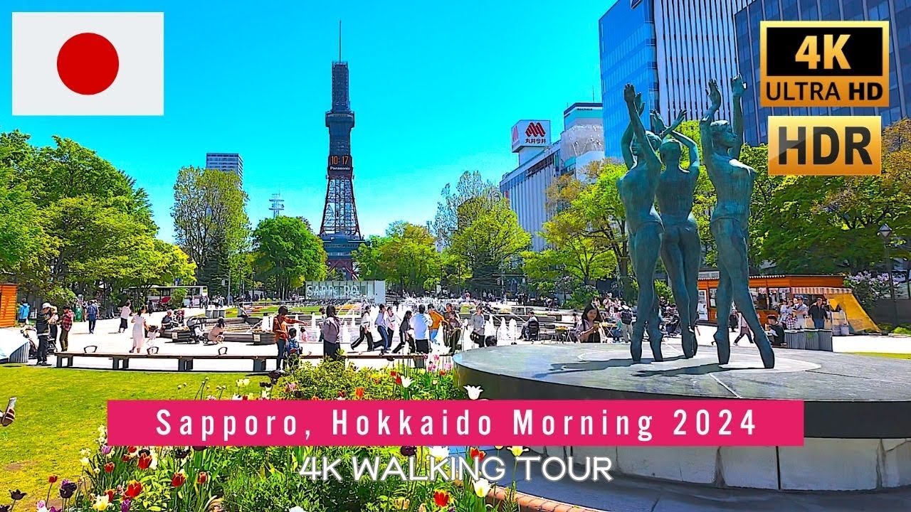 🇯🇵 Пешеходный тур Хоккайдо - Саппоро, Япония, май 2024 | 4K HDR