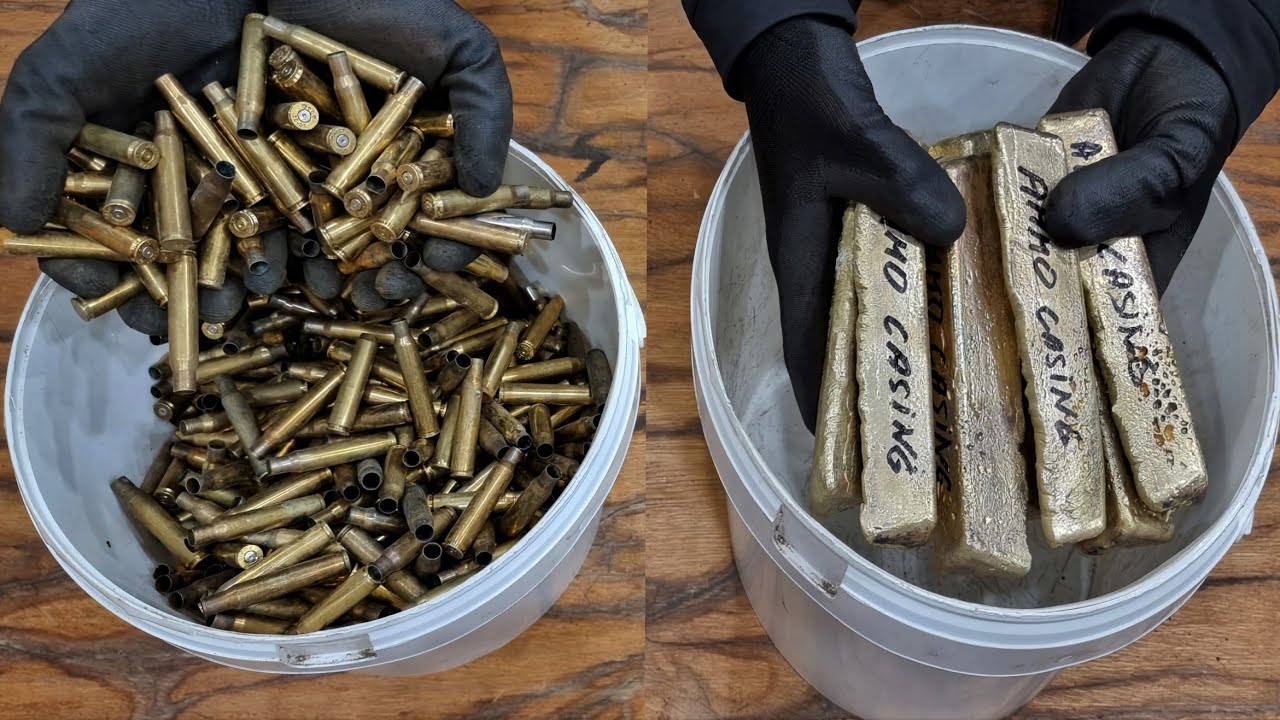 Melting brass ammo casings into ingots