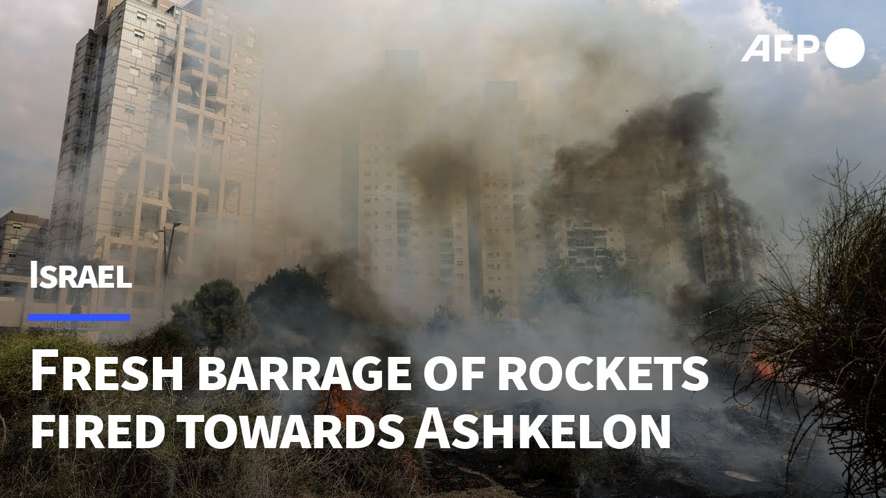 Aftermath of fresh barrage of rockets fired from Gaza towards Ashkelon | AFP