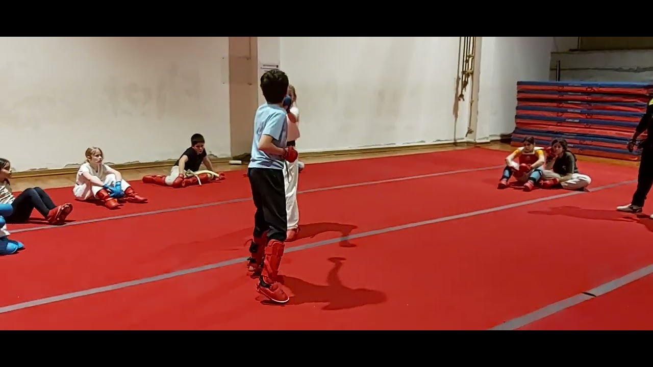 Karate sparring Boy VS Girl