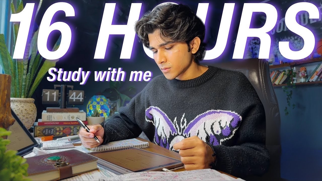 16 HOURS LIVE🛑 Study With Me📚  | Cozy Ambience🌧️ | 90/10 Pomodoro⏳| Deep Work Mode🔐