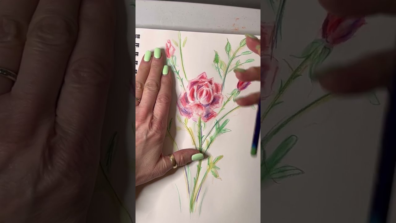 Inktense Pencil Rose Painting