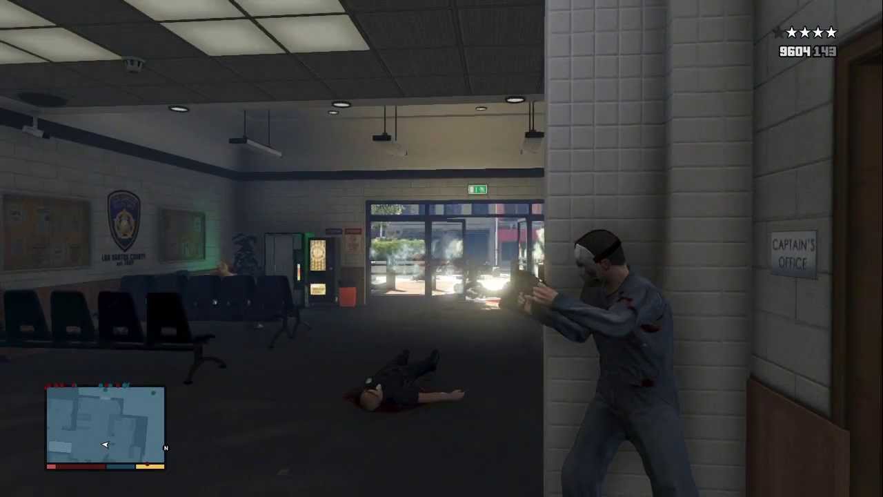 Gta V (Gta 5) - Police shootout in police station + Escape