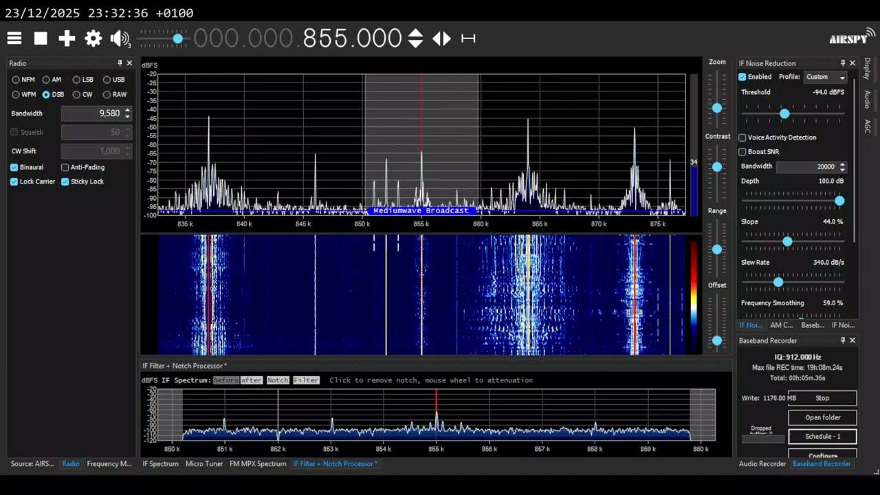 [MW] 855 kHz - Ethiopia National Radio, Harar, & CNR2, Kunming - received in Poland, Dec 23 2025