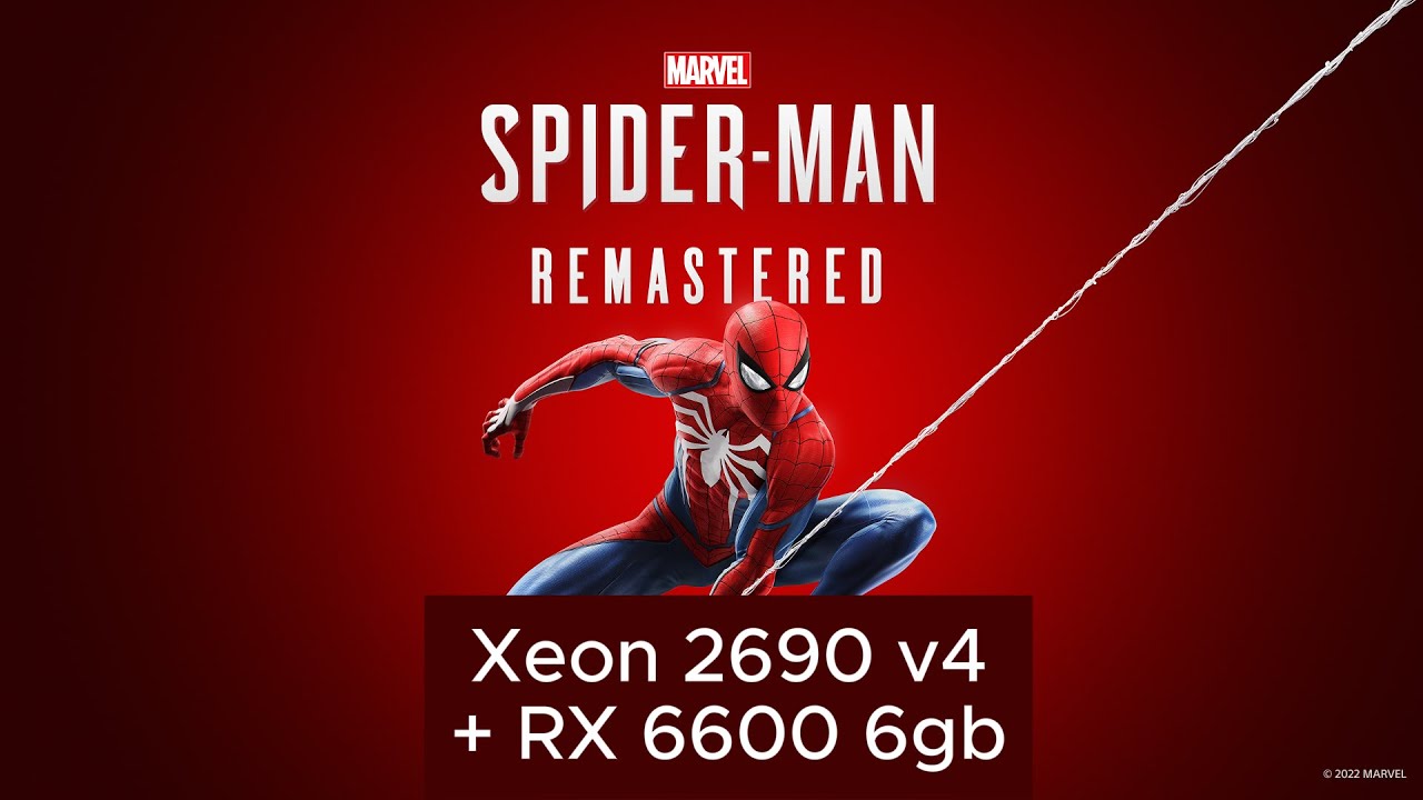 Xeon 2690 v4 + RX6600 тест в игре Spider-Man Remastered