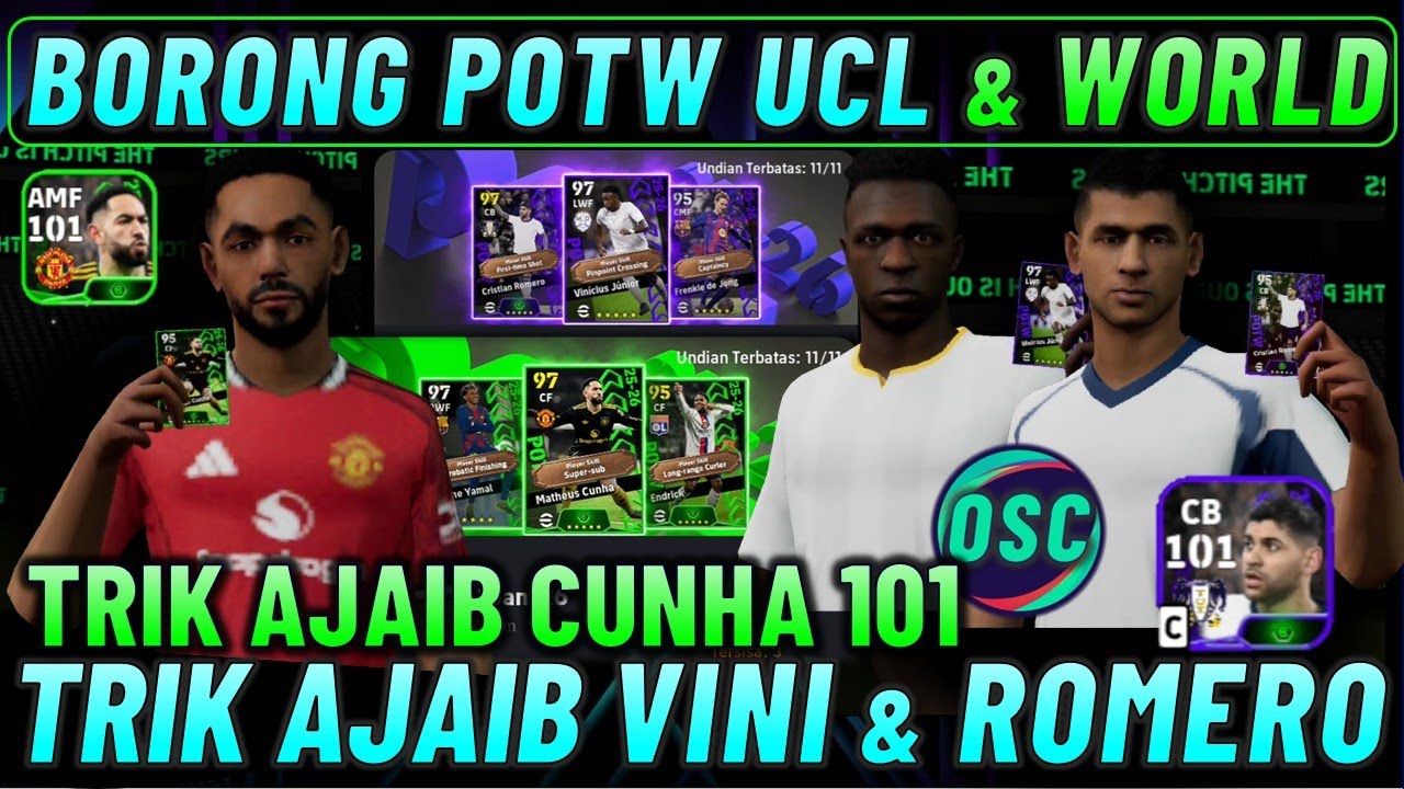 BORONG POTW UCL & WORLDWIDE !! TRIK AJAIB CARA MENDAPATKAN CUNHA POTW & VINICIUS POTW UCL EFOOTBALL.