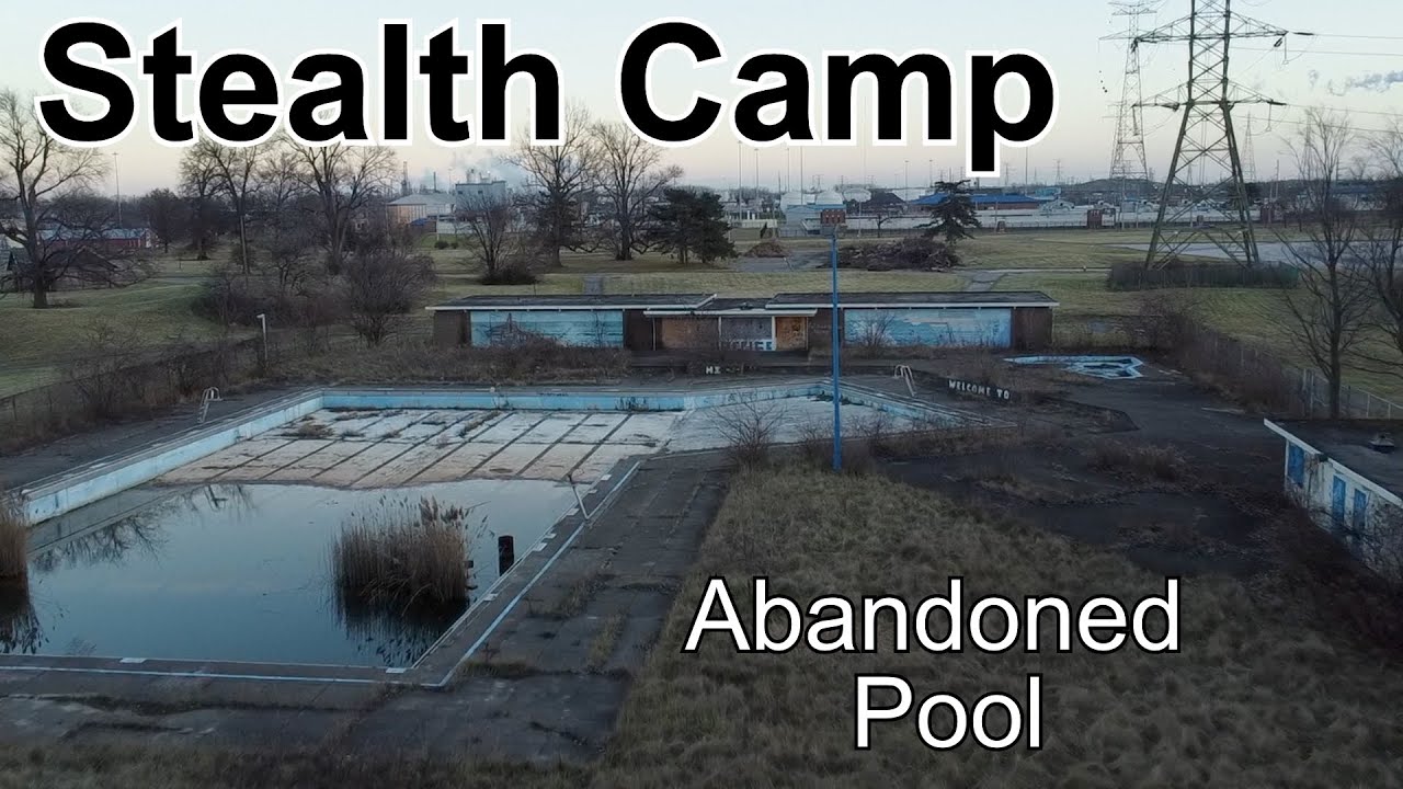 Stealth Camping behind an Old Abandoned Swimming Pool | Urban Exploration