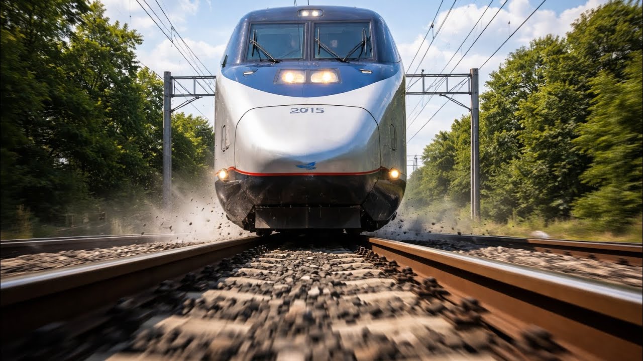 Train Simulator 2013 Exclusive: Amtrak Acela Express Train Running Over Camera