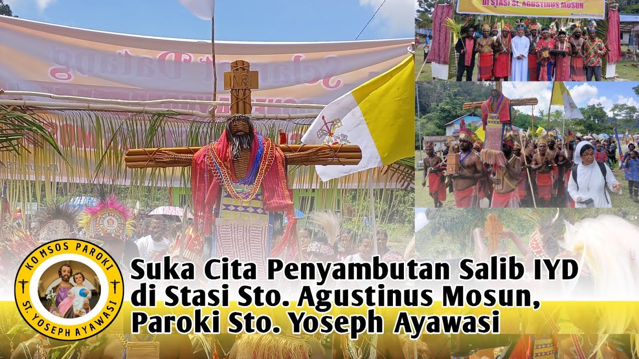 Suasana Penyambutan Salib IYD di Stasi Sto. Agustinus Mosun, Paroki Sto. Yoseph Ayawasi.