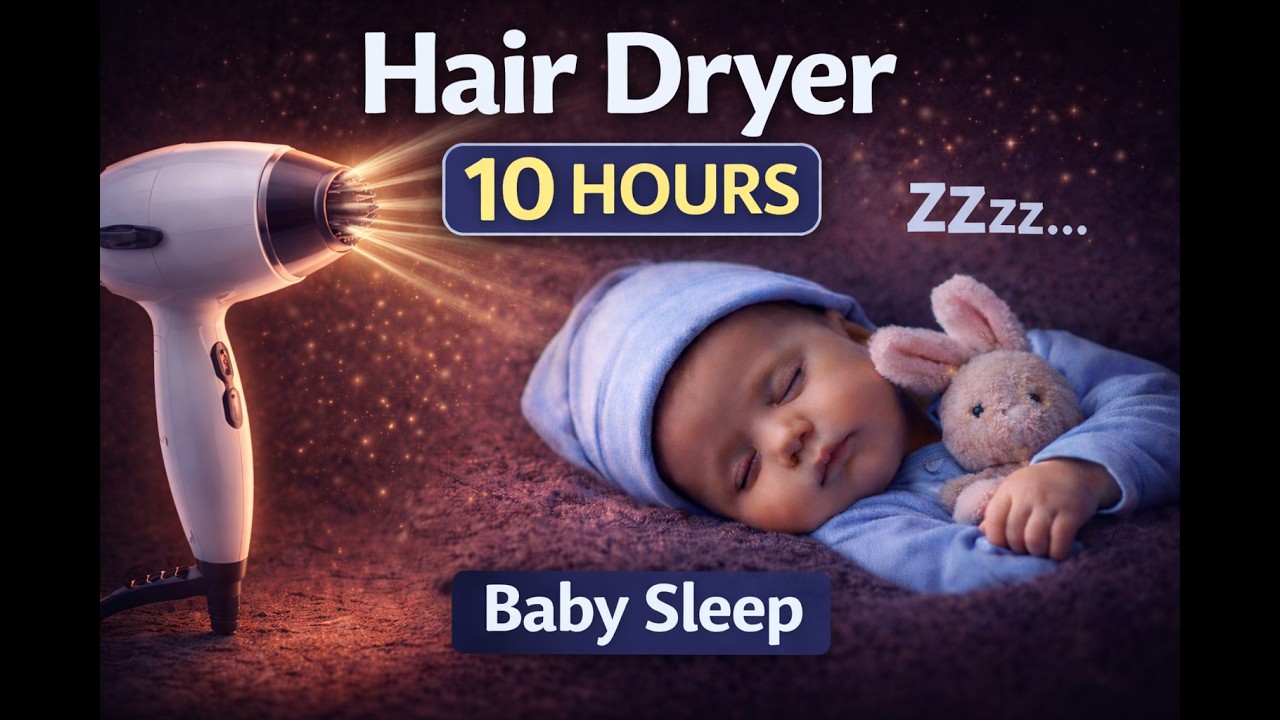 Hair Dryer Sound for Baby Sleep 10 Hours 🔥 White Noise for Newborns & Infants