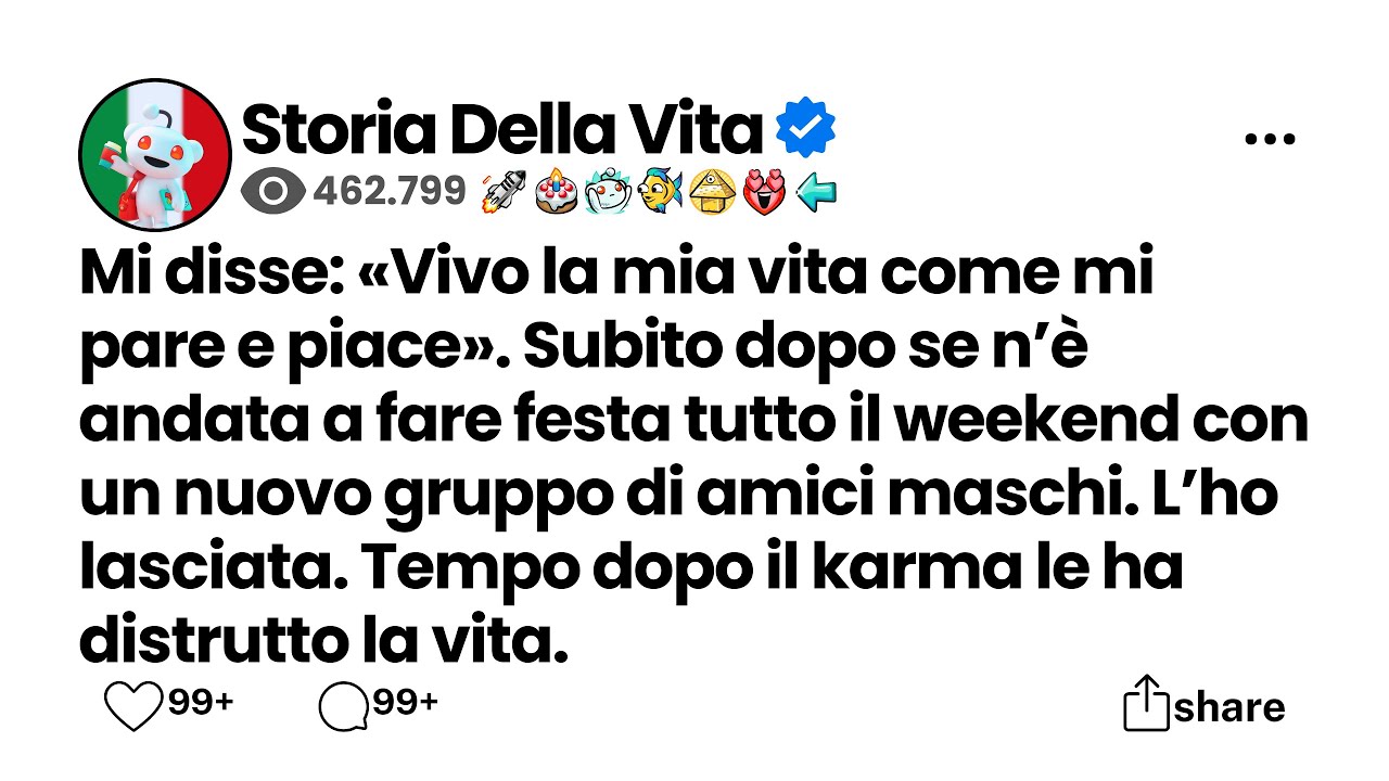 Mi disse: «Vivo la mia vita come mi pare e piace». Subito dopo se n'è andata a fare festa tutto....