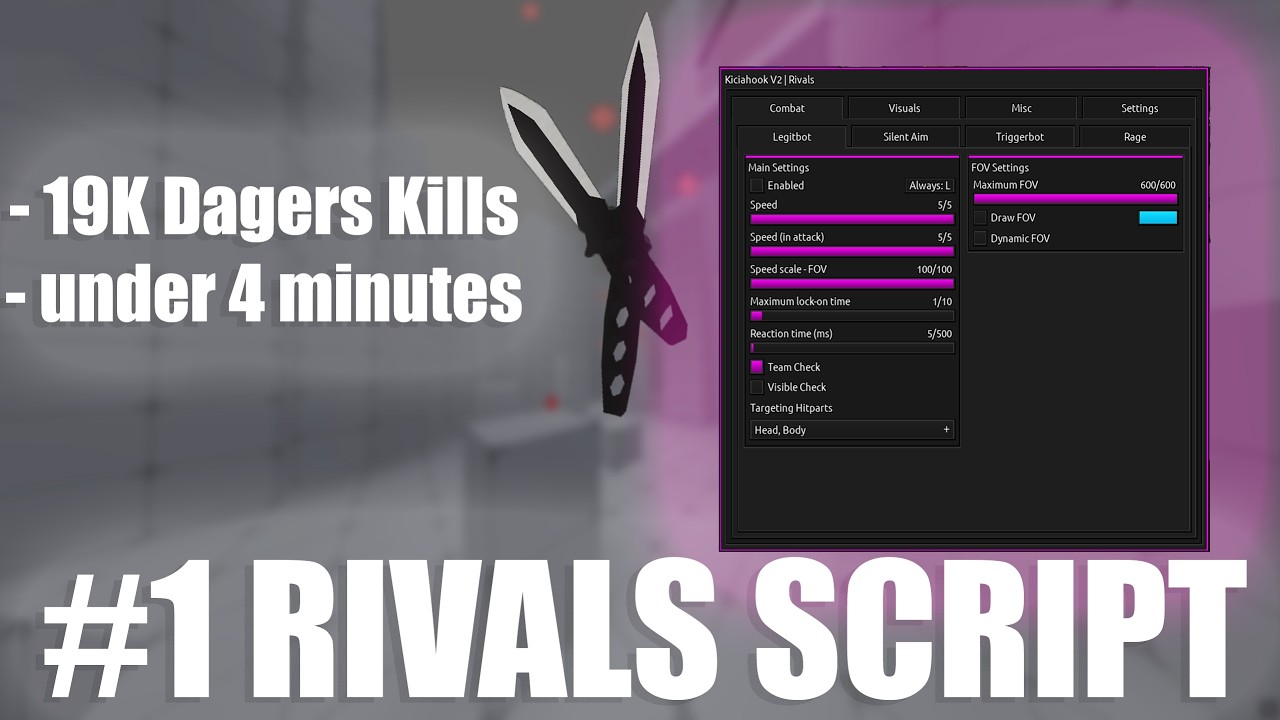 BEST Rivals Script | Getting 19,517 Kills with daggers under 9 hours. KiciaHook V2 Premium