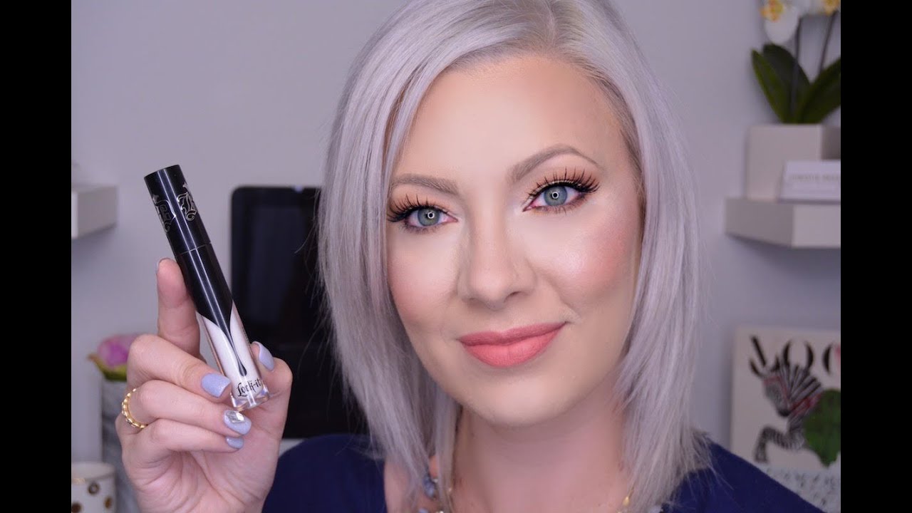 KAT VON D LOCK-IT CONCEALER CREME: WHITE OUT SWATCH + application