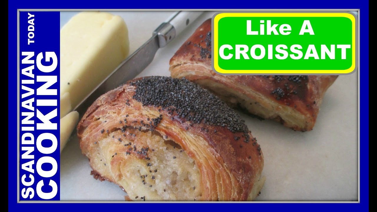 Tebirkes med remonce opskrifter - Danish Pastry Poppy Seed Roll !!  Like a Croissant