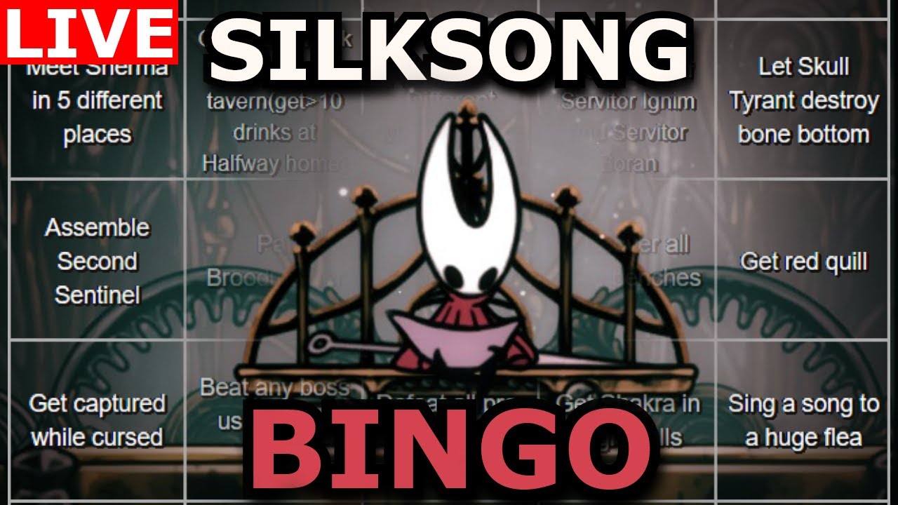 Silksong Act 1 and 2 Bingo (Day 57 of Skong Every Day)
