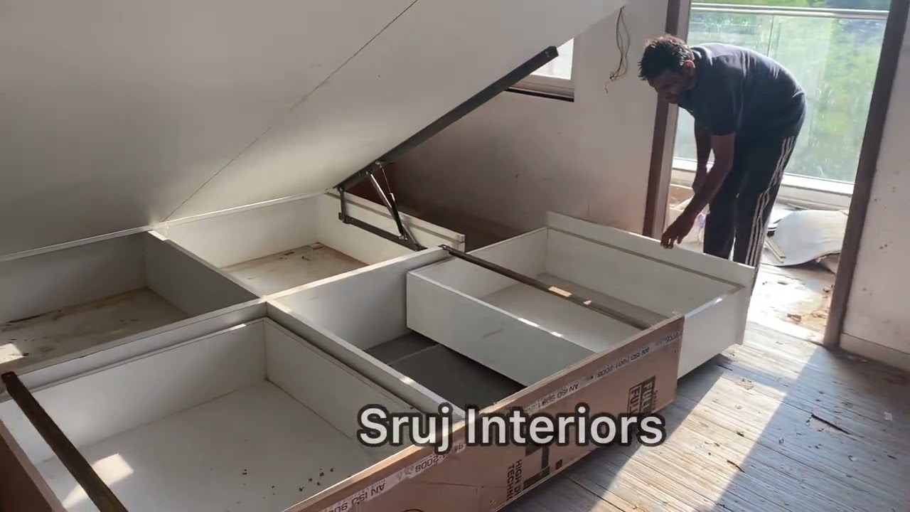 Double Bed with Storage trolley and Hydraulic lift up By VS Interiors #vipinshendge