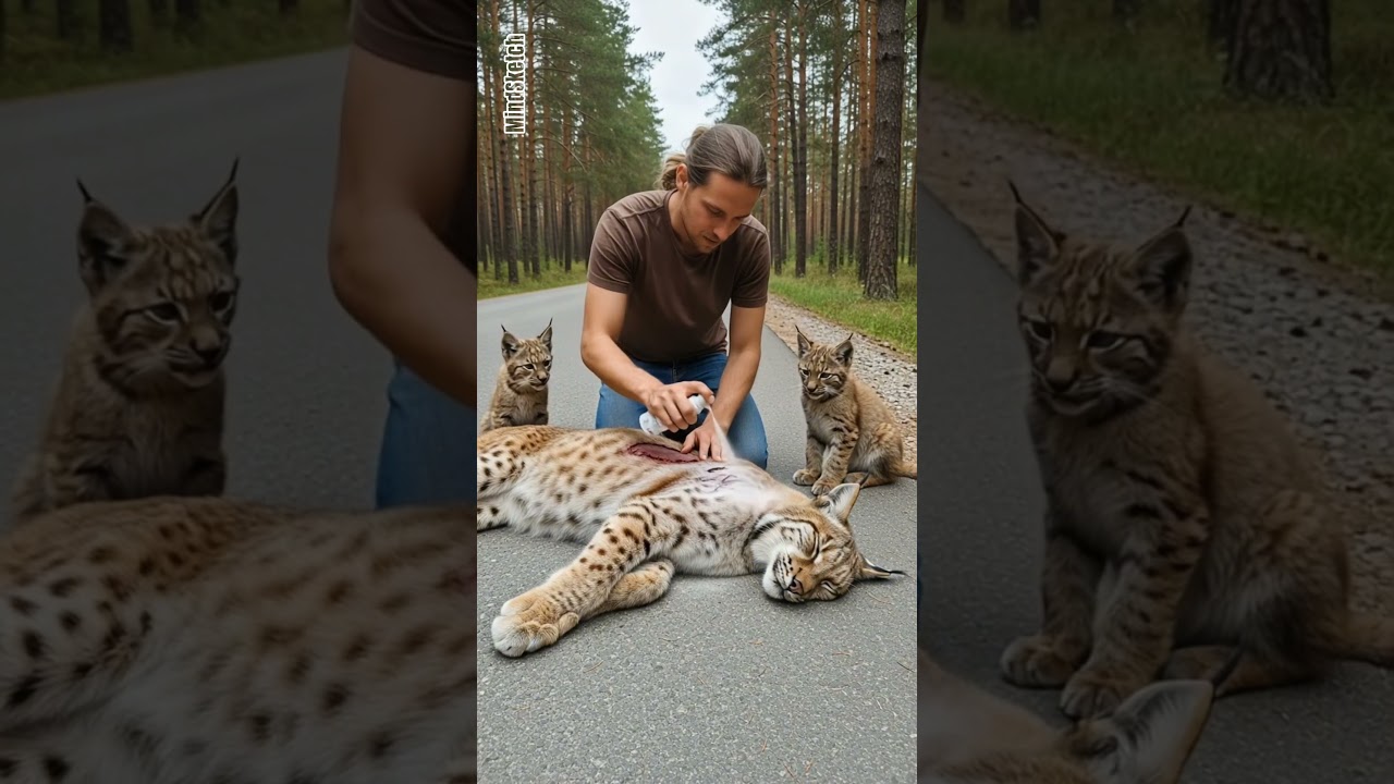 Man Rescues Injured Lynx and Her Cubs on Remote Forest Road | Emotional Wildlife Rescue Story