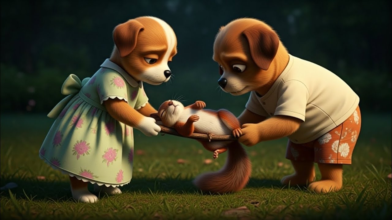 Puppy and his sister rescue a fainted little squirrel🐿️💖