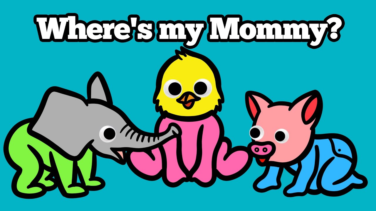 Baby Animals Find Mommy Animals! | Drawing and Coloring with Glitter & Googly Eyes