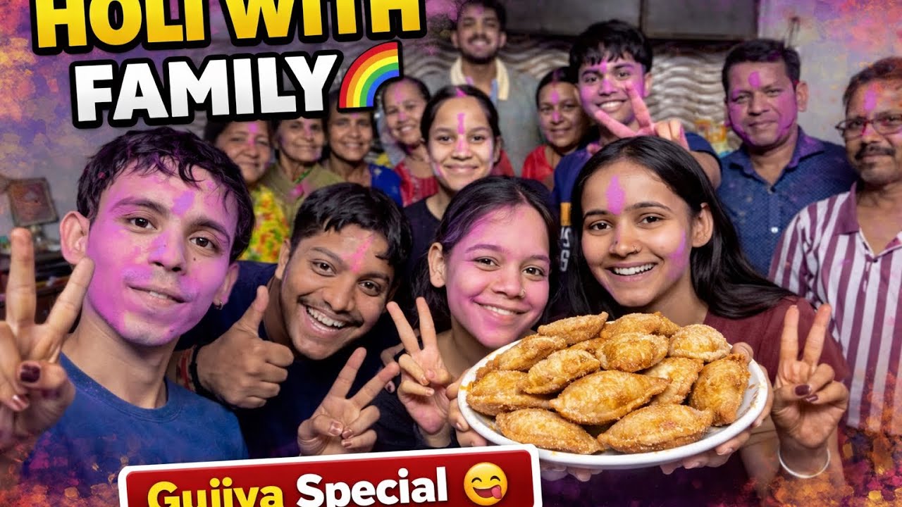 1 Time Holi With Full Family ❤️||Aashi vlogs💕||Homemade gujiya😋