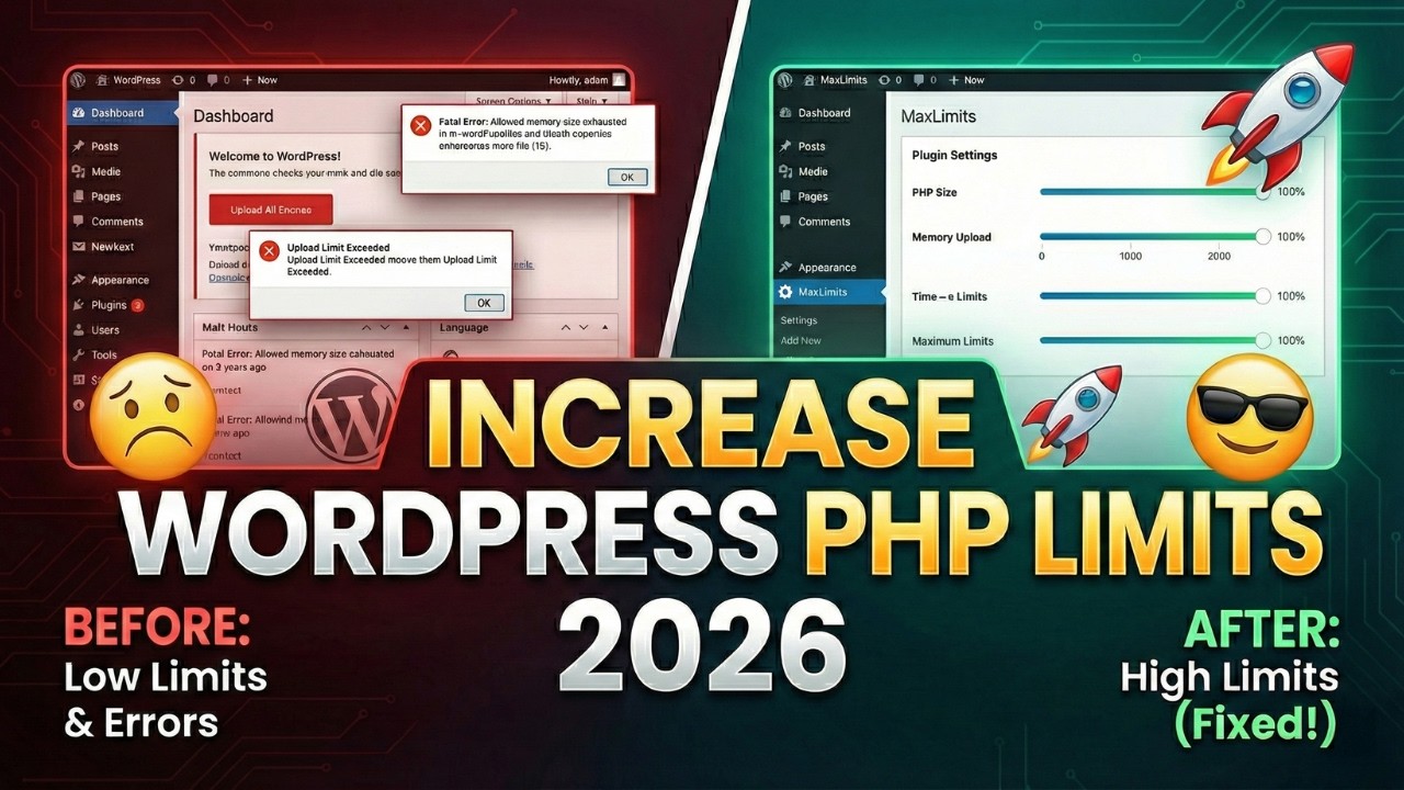 Как увеличить лимит памяти PHP, размер загружаемого файла и время выполнения в WordPress (без кода!)