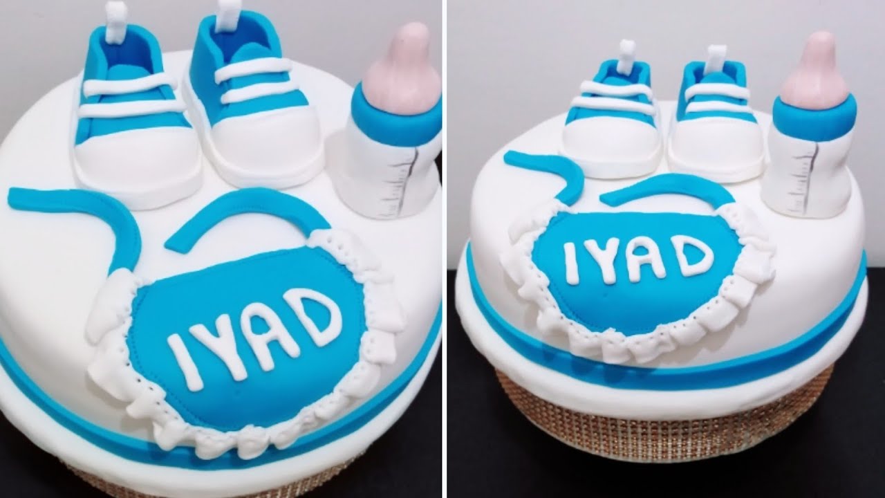 كيك المولود الجديد بعجينة الشكولاطة cake baby shower /سلسلة تعلم الكيك ديزاين مع أسماء الحلقة 15