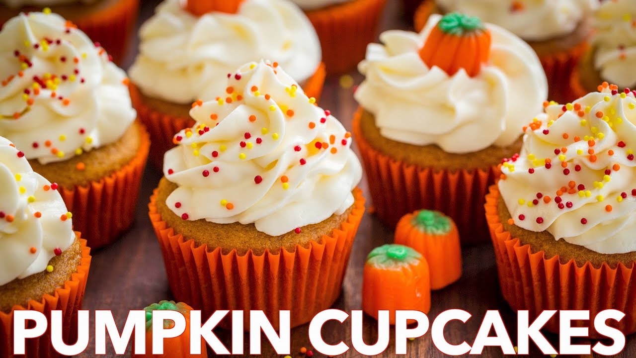 Easy Pumpkin Cupcakes with Whipped Cream Cheese Frosting
