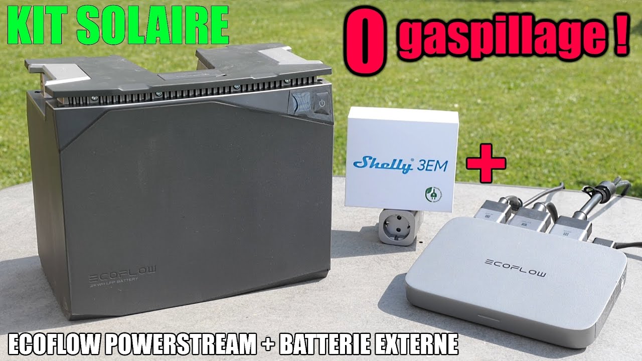 ECOFLOW POWERSTREAM + batterie étanche externe : Kit solaire 0 gaspillage avec compteur SHELLY 3EM