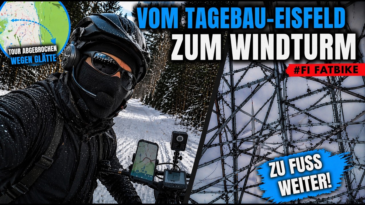 Zu glatt zum Weiterfahren… also zu Fuß zum Windriesen