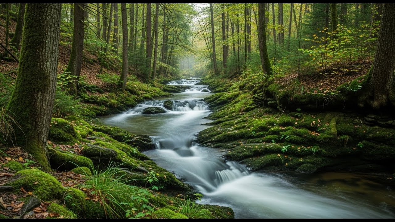 River Gentle Stream Sound in forest 24/7. River Sounds, White Noise for Sleep #6