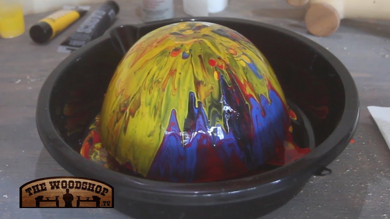 Acrylic Paint Pouring On A Wood Bowl / Mobile Shop At Crater Lake