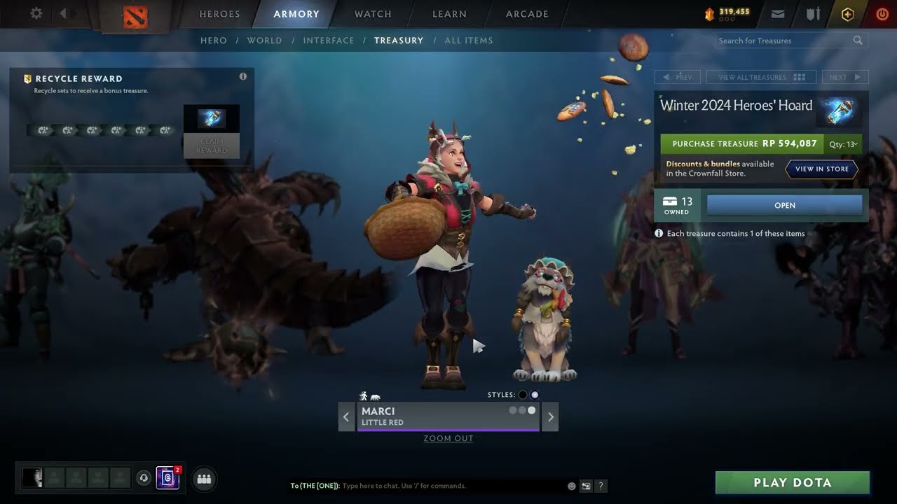 opening 13 treasure winter 2024 heroes' hoard frostivus 2024 dota 2 pasdo