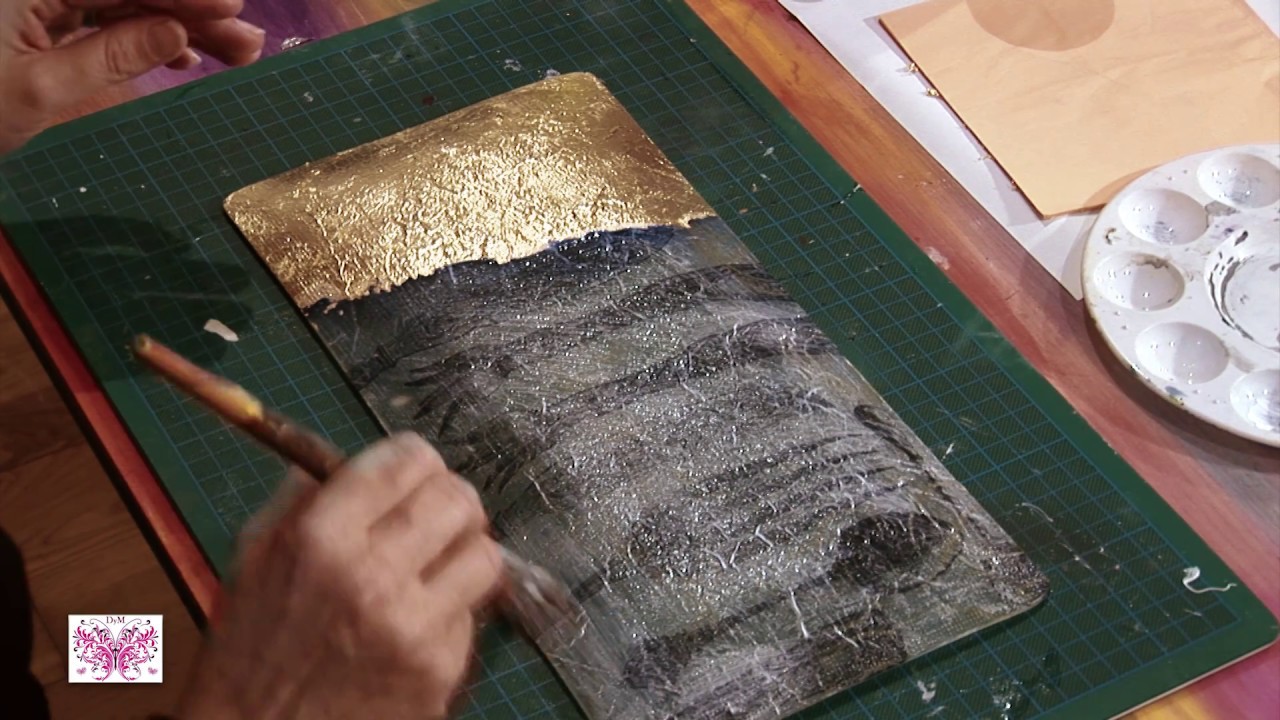 PAN DE ORO CON DECOUPAGE Y LACA VITRAL. Parte 1/2