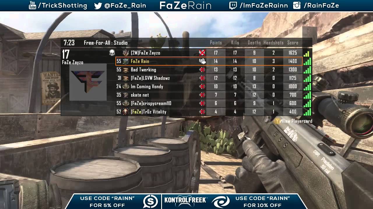 FaZe Rain : FFA TrickShotting VERSUS Ep.3 w/ FaZe Zayzo