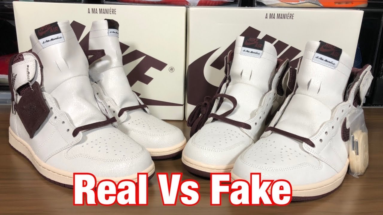 Air Jordan 1 Ama Maniere Real Vs Fake Review. Black light and weight comparisons