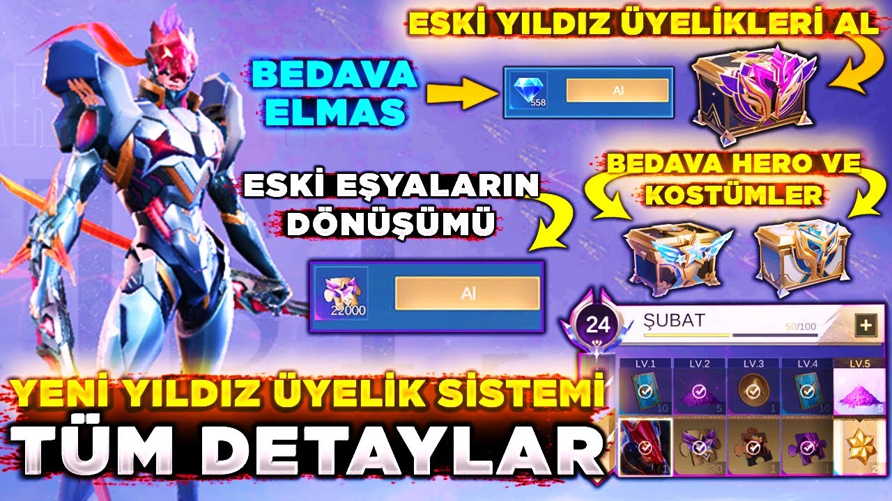 Yeni Yıldız Üyelik Sistemi Avantajları | Bedava Elmas, Kahraman, Kostüm, Çerçeve ve Diğer Paketler