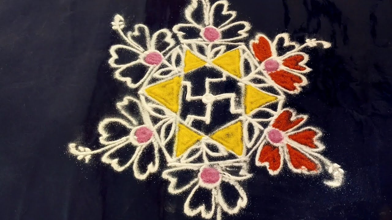 @sarojnishad810 very easy and beautiful dots festival rangoli.🌺 easy dots flower rangoli design