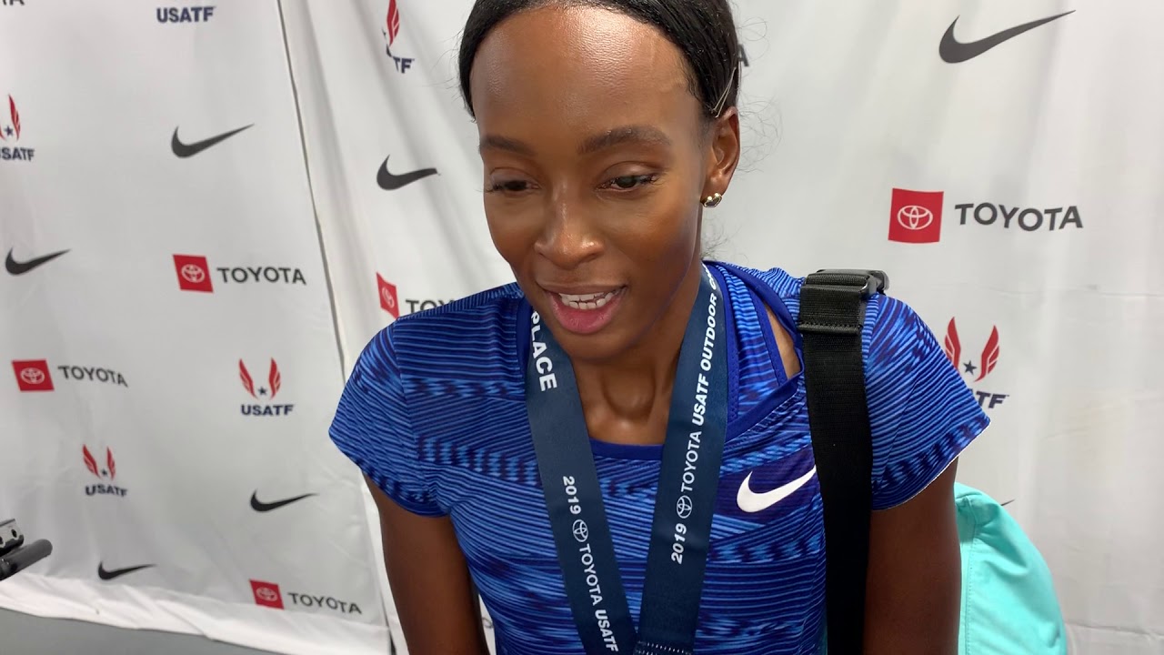 Dalilah Muhammad after breaking 400 hurdles world record