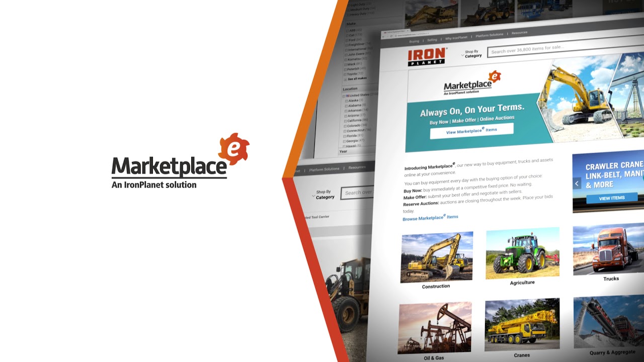 Marketplace-E - sell equipment, trucks and assets online at your convenience.