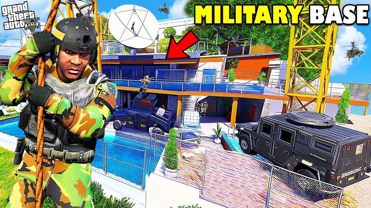 Franklin Turns His House Into Army Military Base in GTA 5 | SHINCHAN and CHOP