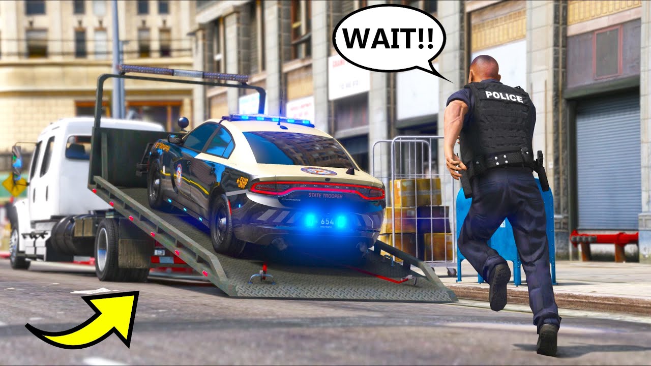 Towing illegally parked Police Cars!! (GTA 5 Mods)