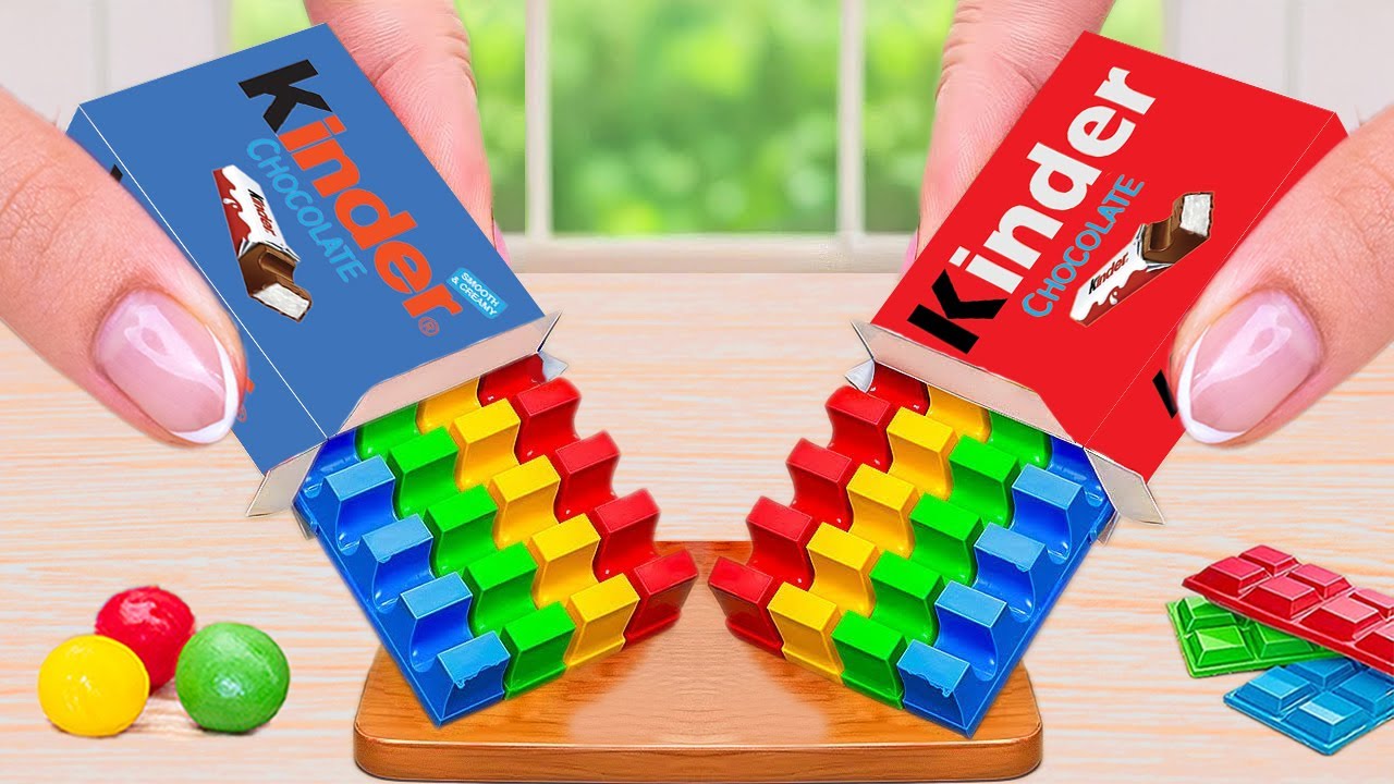 Kinder Chocolate vs Rainbow Cake | Satisfying Miniature Chocolate Cake Challenge & ASMR Cake