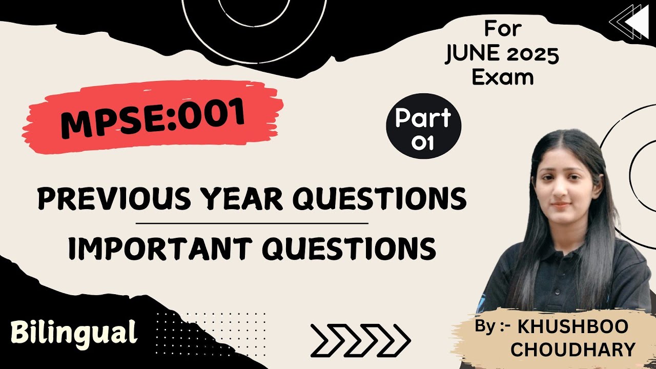 MPSE-001 l June 2025 l PYQ & Important Questions l Part-01 l India & the World l IGNOU I UPSC