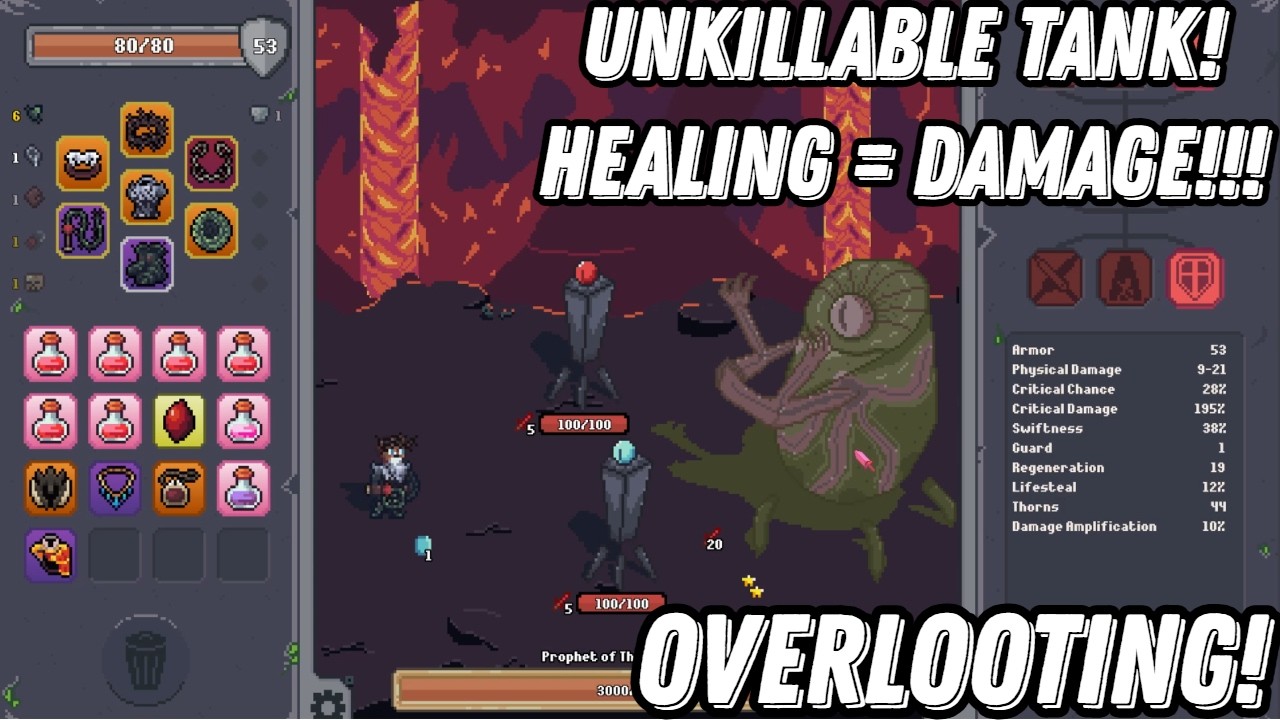 UNKILLABLE TANK IN THIS INVENTORY ROGUELIKE! HEALING IS THE BEST DAMAGE! Overlooting