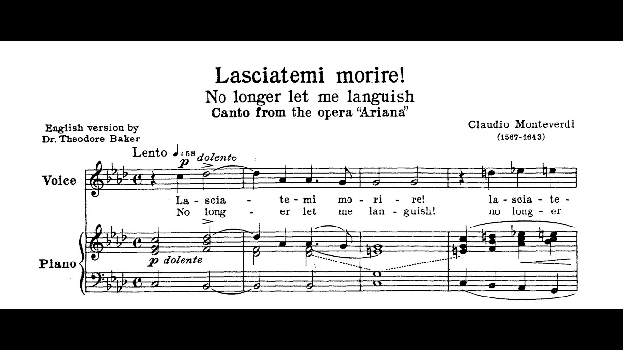 Lasciatemi morire! (Claudio Monteverdi) - Piano Accompaniment in F Minor