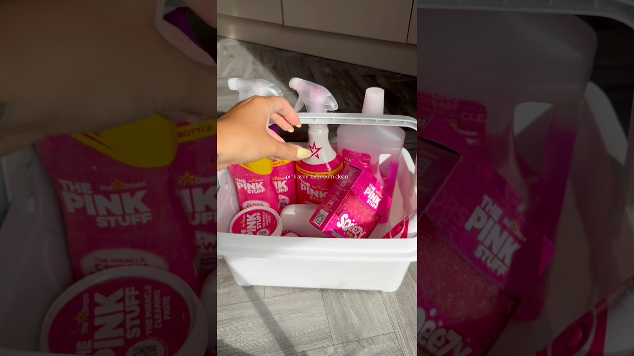 pink asmr bathroom clean 💞 #shorts #asmr #cleaning #thepinkstuff